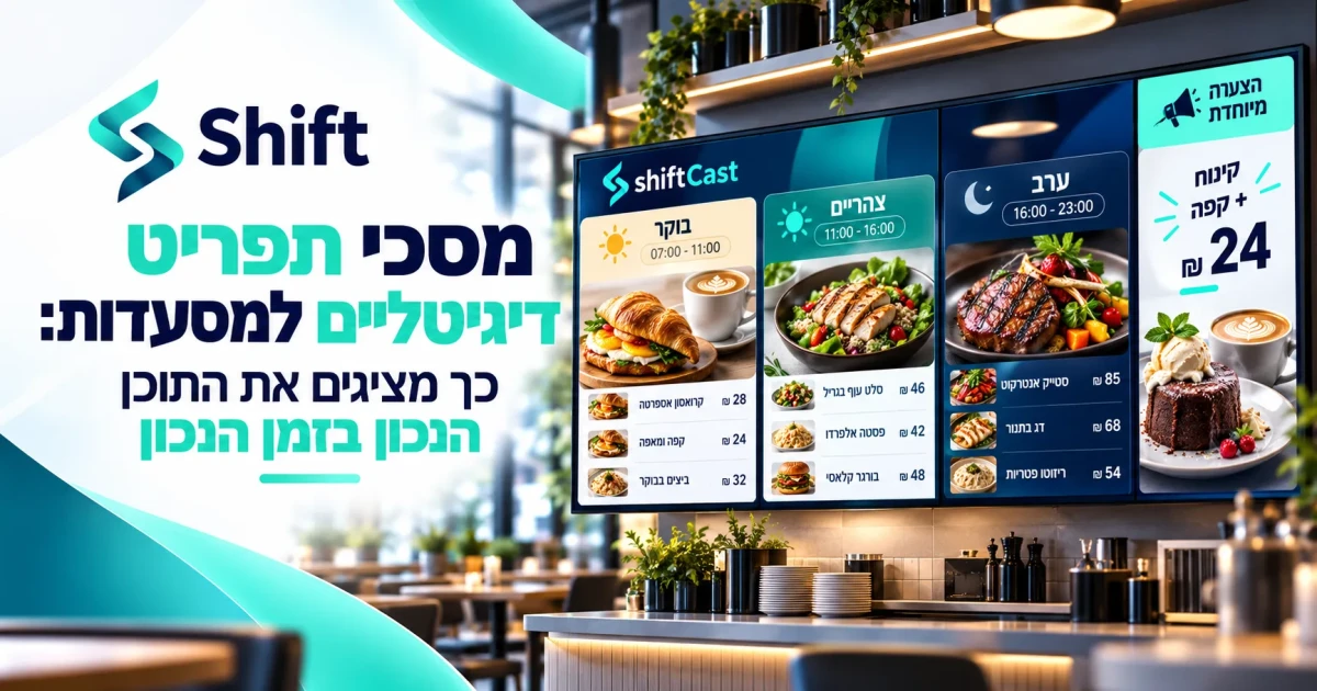 מסכי תפריט דיגיטליים למסעדות: כך מציגים את התוכן הנכון בזמן הנכון