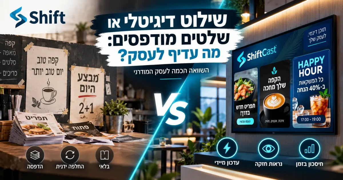 שילוט דיגיטלי או שלטים מודפסים: מה עדיף לעסק?