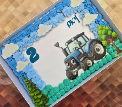 עוגת גן מעוצבת טרקטורים